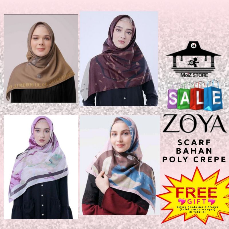 Zoya Hijab Jilbab Scarf Kerudung Segi Empat Motif Zoya Kiana Scraf Salva Scarf Shana Scarf Kai Scarf