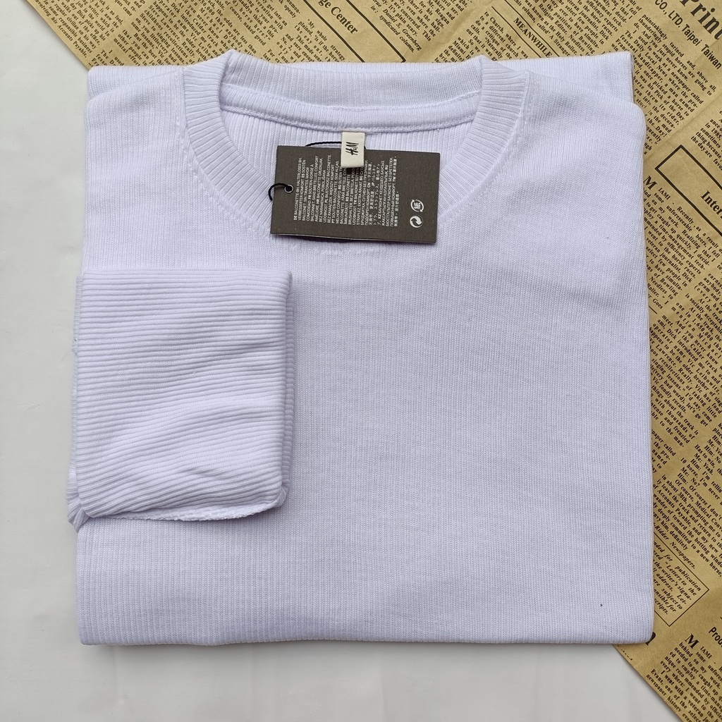 PART II Kaos Rib Premium / Kaos Grosir / Kaos Rib Premium Tebal / Kaos Lengan Panjang Termurah-White