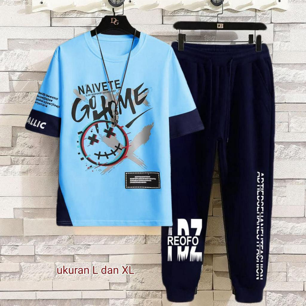 amosjkt28.setelan set/setelan lengan pedek/setelan dewasa remaja