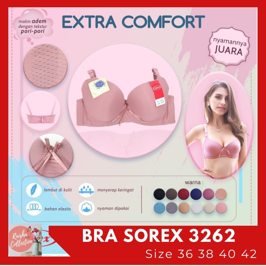 RC Bra / Bh Sorex 3262 dan 3260 Extra Comfort Busa Sedang Kait 2 dan Kait 3