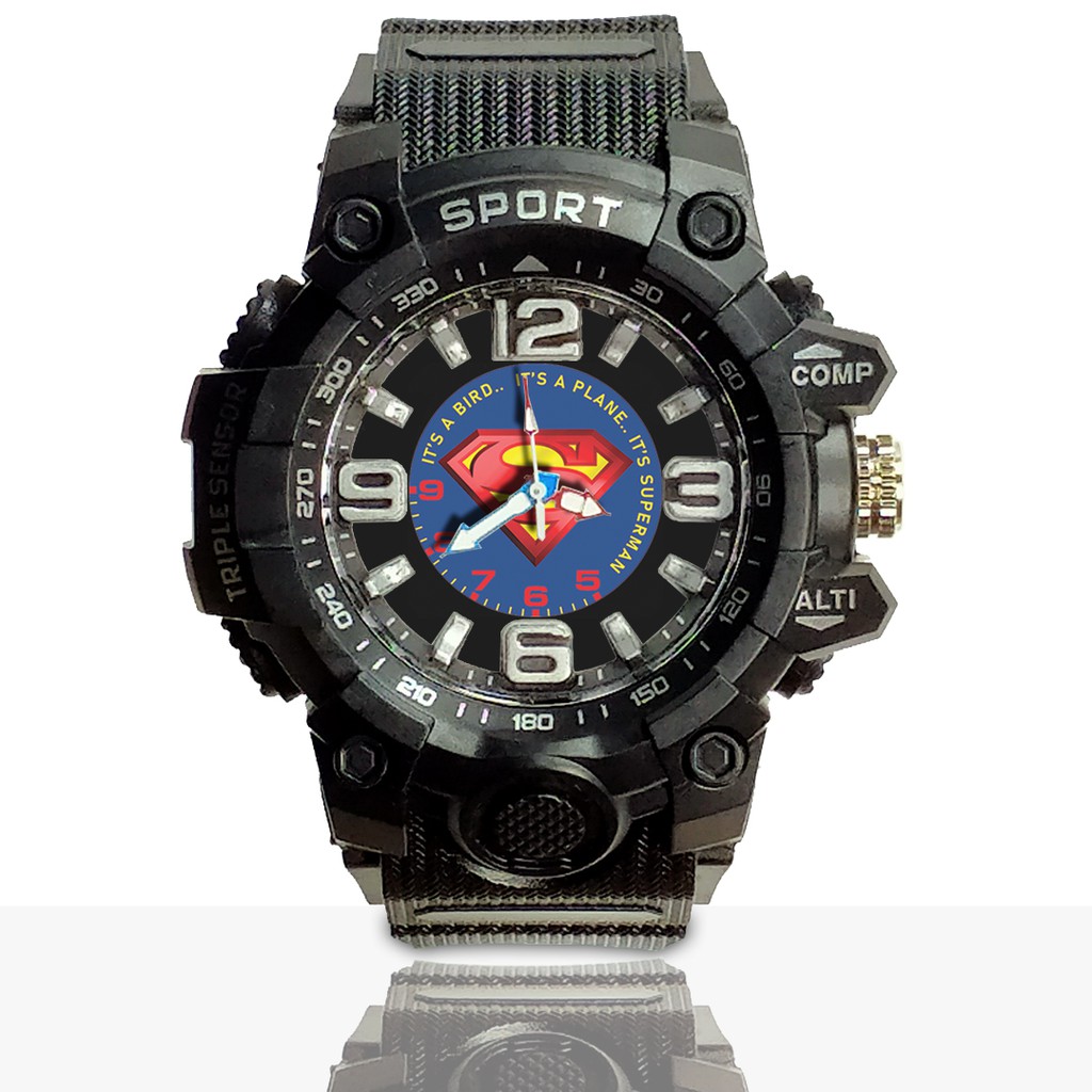 Jam Tangan Custom SUPERMAN motif 1 Ruber- Water Resistant