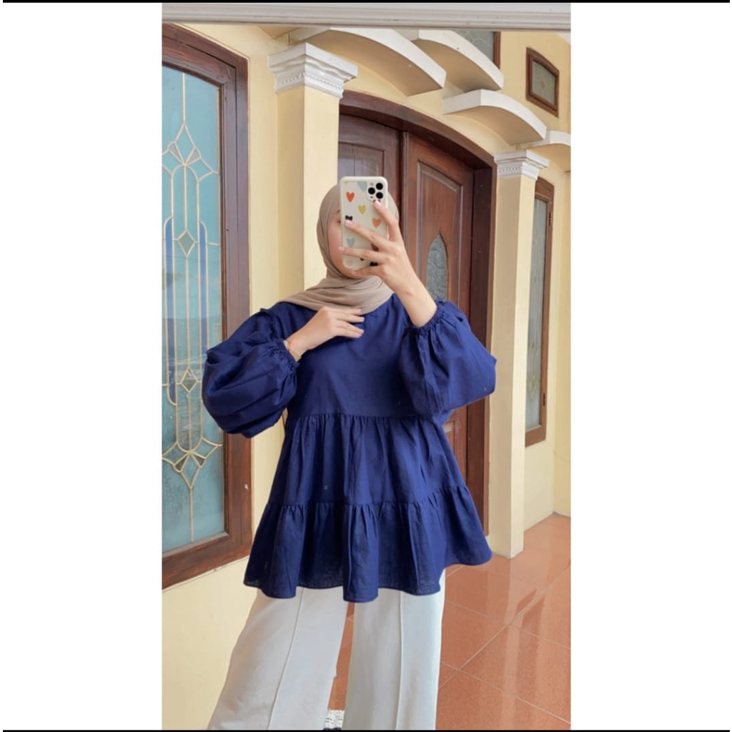 BEFAST - ZEC OOTD Wanita Blus HASHI / Annaya Blouse / Blouse Lengan Panjang Balon / Blouse Terbaru Polos / Blouse Kekinian / Blouse Bisa Di Pakai Wanita Hijab