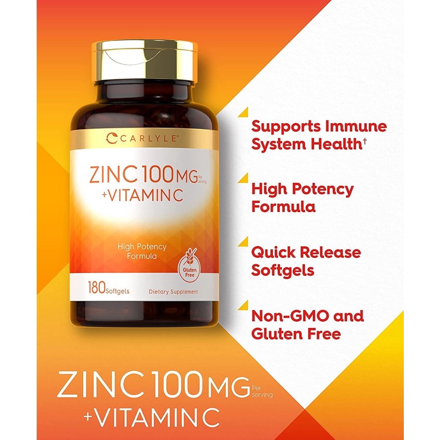 Carlyle Zinc 100mg + Vitamin C isi 180 softgel