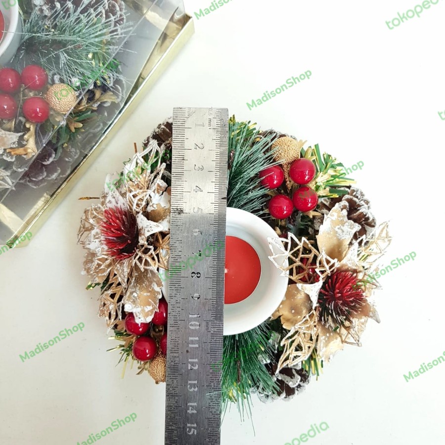 Tempat Lilin Murah Grosir Dekorasi Krans Candle Wreath Lilin Doa Adven - AB 7063