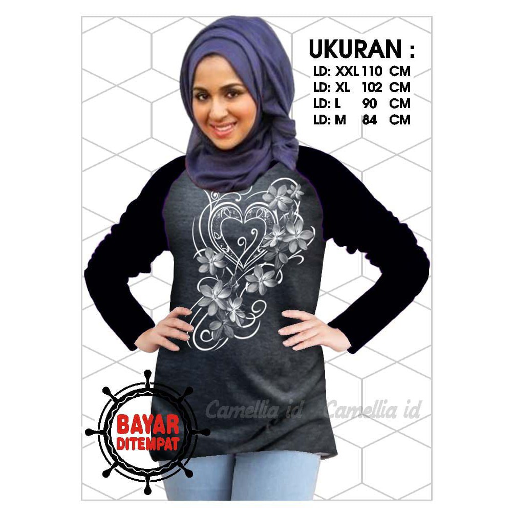 Kaos Raglan (B.LOVE)/Kaos Wanita Lengan Panjang/ Kaos Wanita/ Kaos Cewek/ Kaos Oblong/Misty