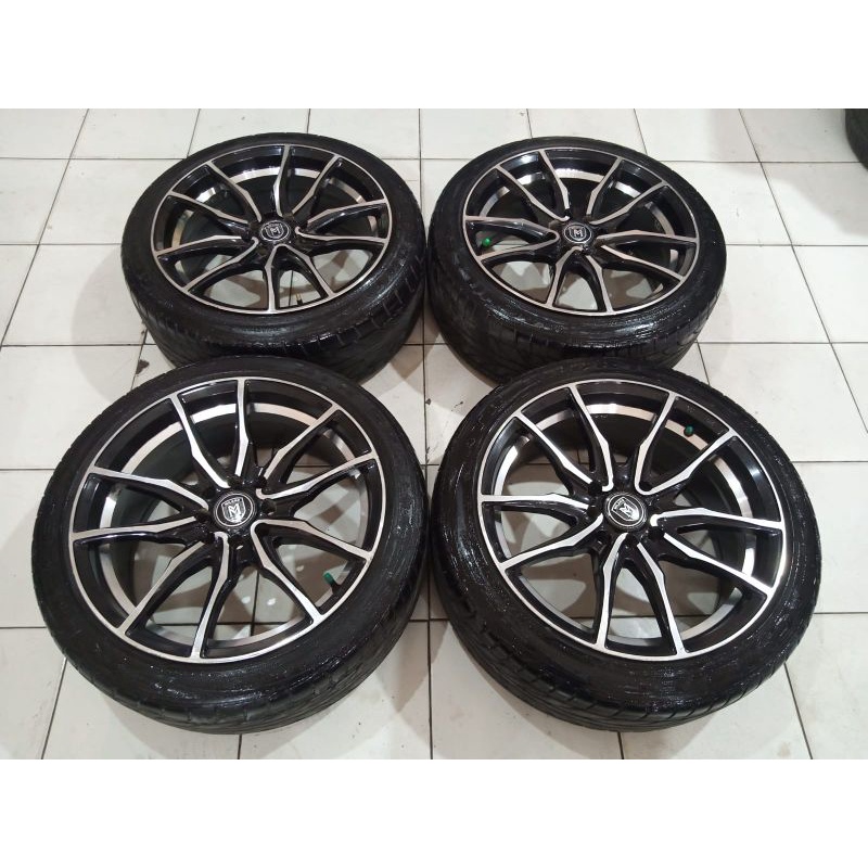 velg bekas Racing Millano Ring 17+ban Achilles 205 45 R17 lebar 7,5 pcd 4x100 4x114,3 Avanza Xenia L