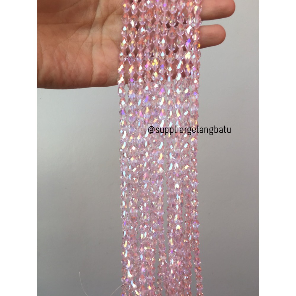 kristal Ceko tetes 10 x 6mm LIGHT PINK natural akrilik payet PREMIUM aksesoris craft supplier grosir