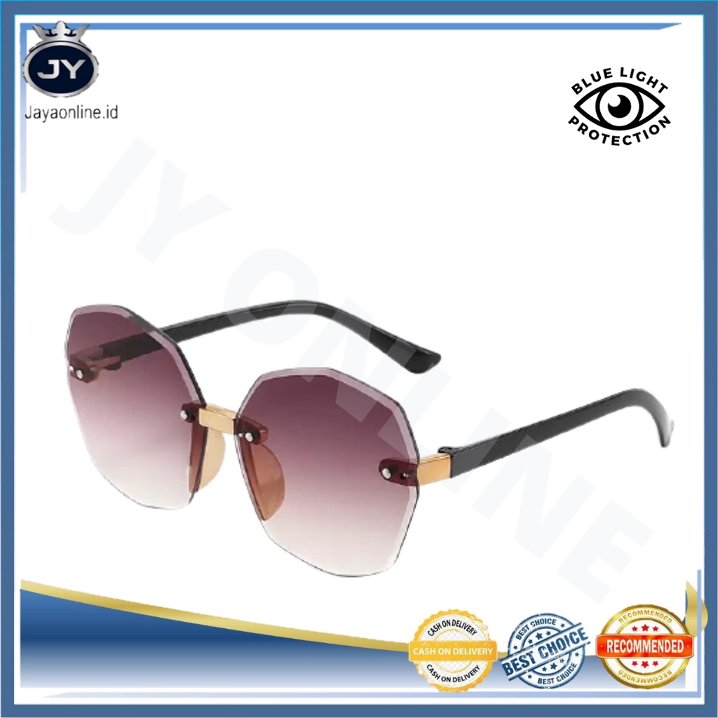 JY KC03 Sunglasses Kacamata Hitam/Gradien Bentuk Hexagram No frame Women Fashion Anti Radiasi New Arrival Import