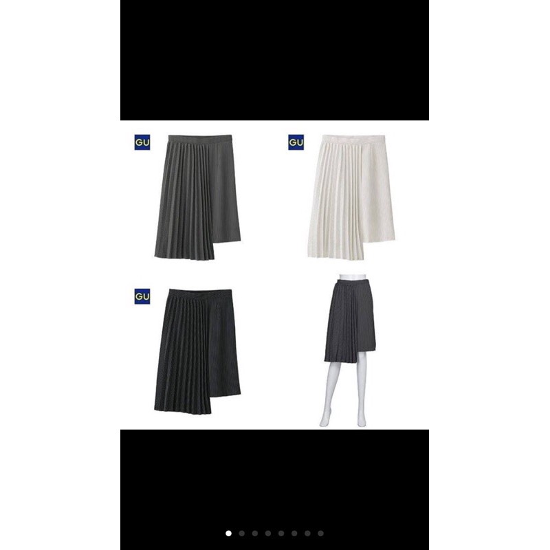 GU uniqlo Asymmetric pleated skirt White (label cut)