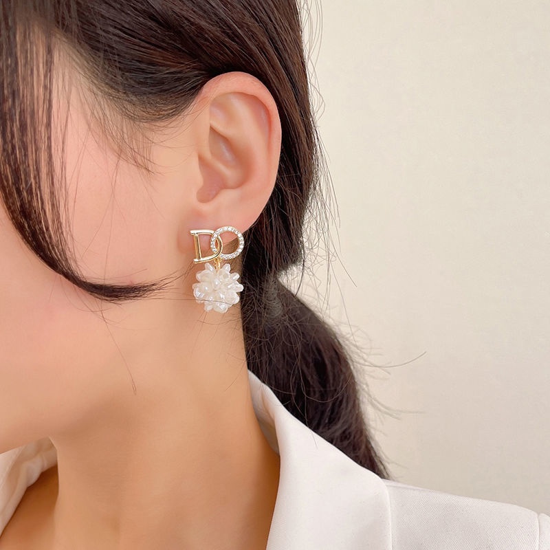 Anting Tusuk Motif Bunga / Tulisan Simple Ala Korea Bahan Sterling Silver 925 Untuk Wanita