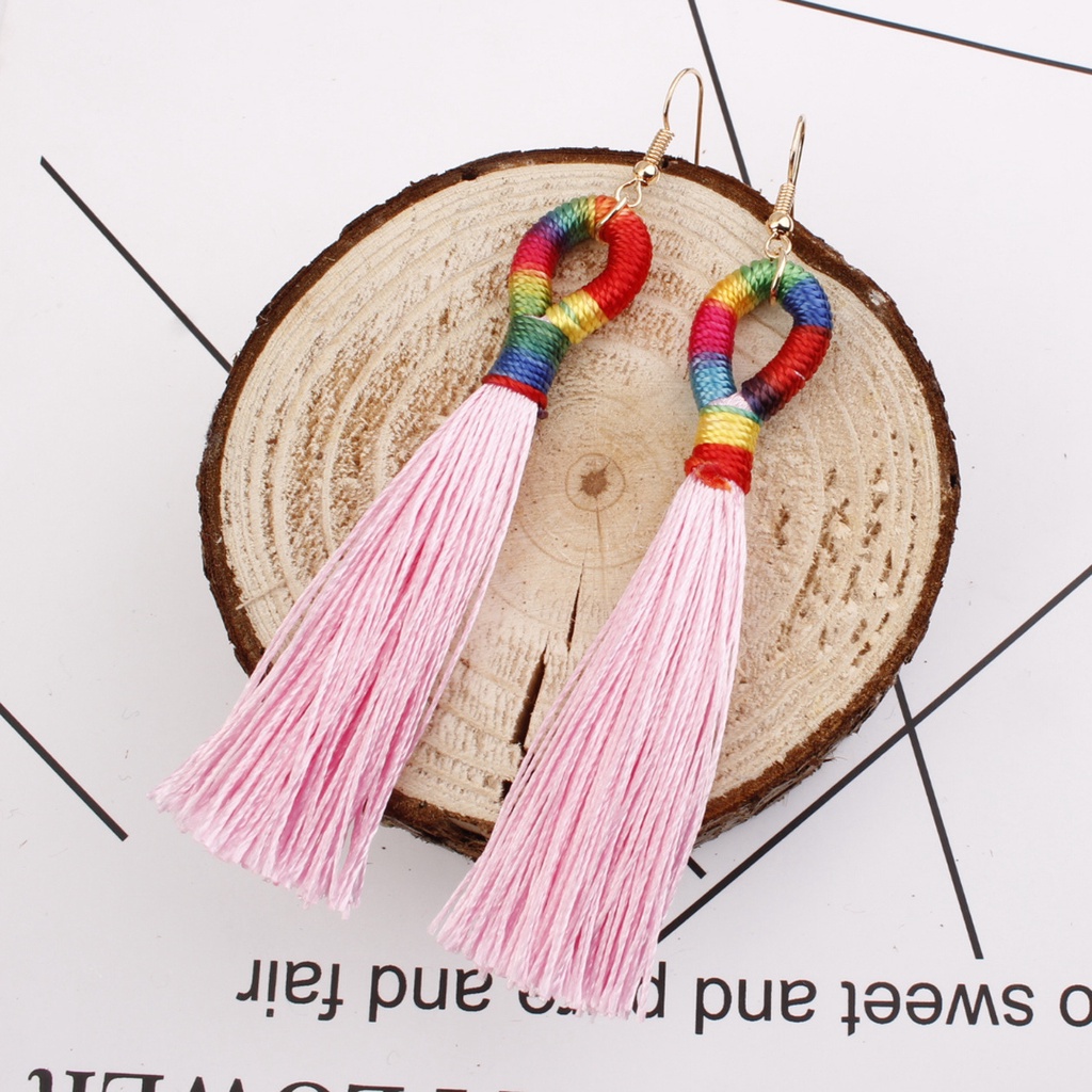 Panjang fringe anting-anting fashion Eropa dan Amerika besar merek aksesoris trendi wanita warna-war