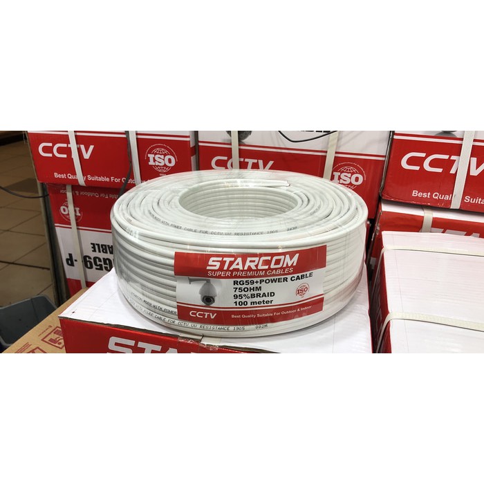 Kabel CCTV 100m STARCOM RG59+power bagus berkualitas