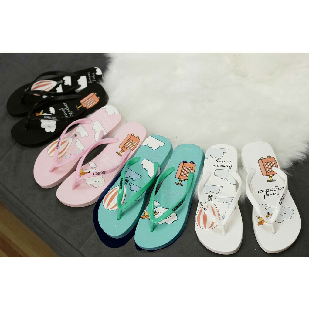 COD MAKASSAR Sandal Jepit Motif TRAVEL Slipper Sendal Flip Fashion Shopee Online Shop Toko Tamz