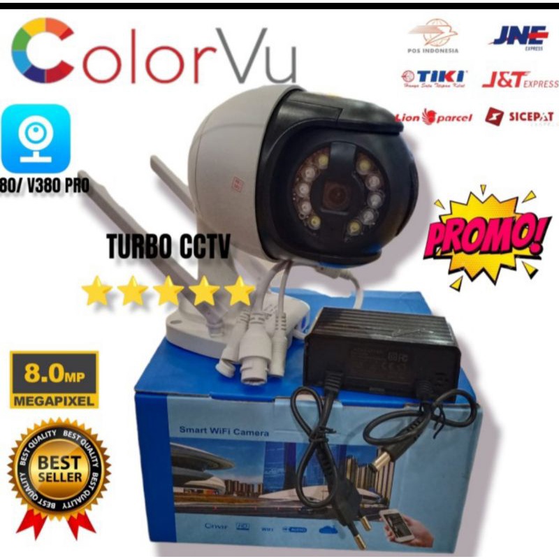 CCTV OUTDOOR IP CAMERA PTZ PAN TILT APP V380 5 MP MALAM BERWARNA