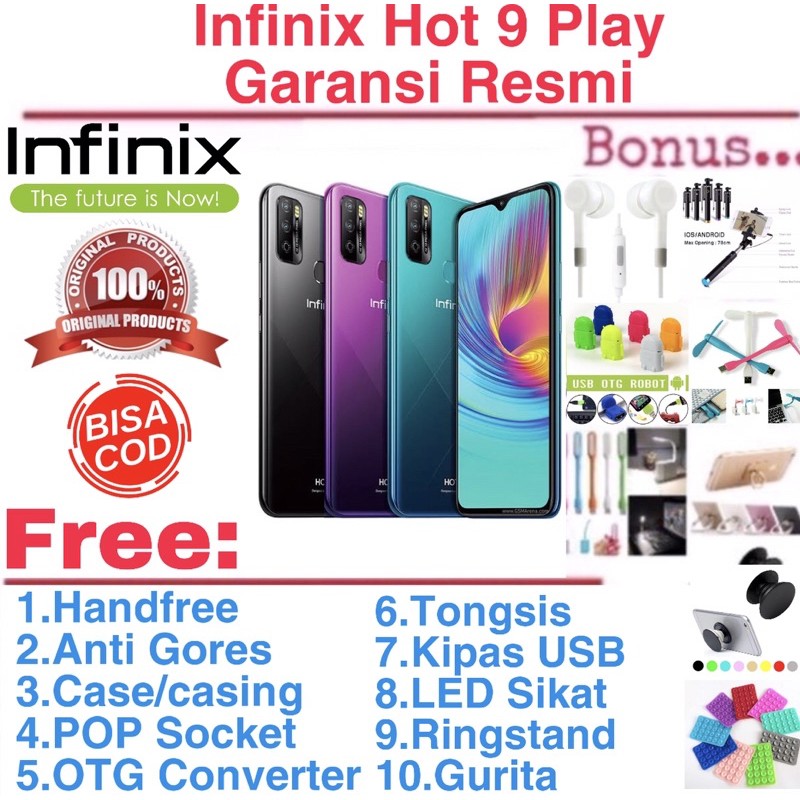 Infinix Hot 9 Play Ram 4/64Gb dan 2/32Gb Garansi Resmi