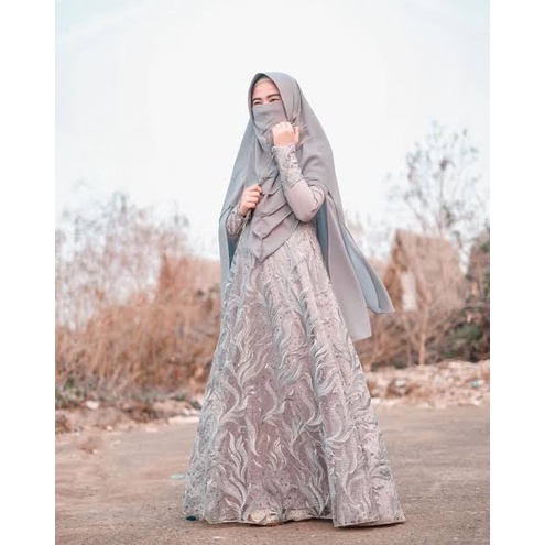 Gamis Pesta Kebaya NADHIRA  dress tile brukat / dress tile wanita kekinian 2021 / dress tile kondang