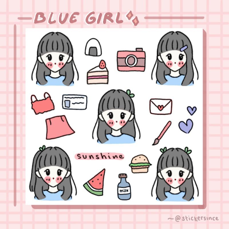 

Journal sticker cute blue gurl