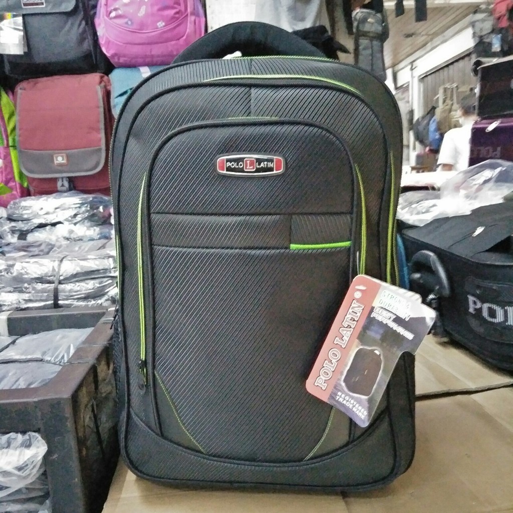 polo latin tas ransel laptop pria dan wanita tas punggung backpack size 18 inchi - free rain cover