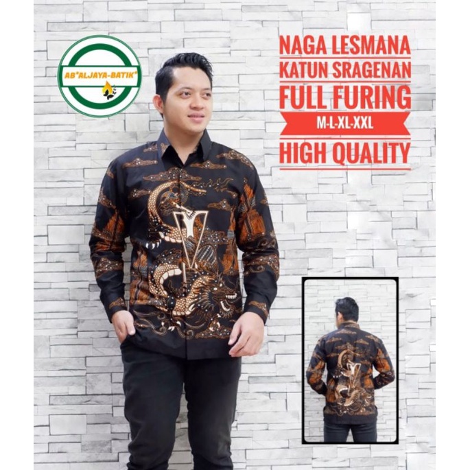 Batik pria kemeja batik NAGA LESMANAA lapis furing lengan panjang original terbaru