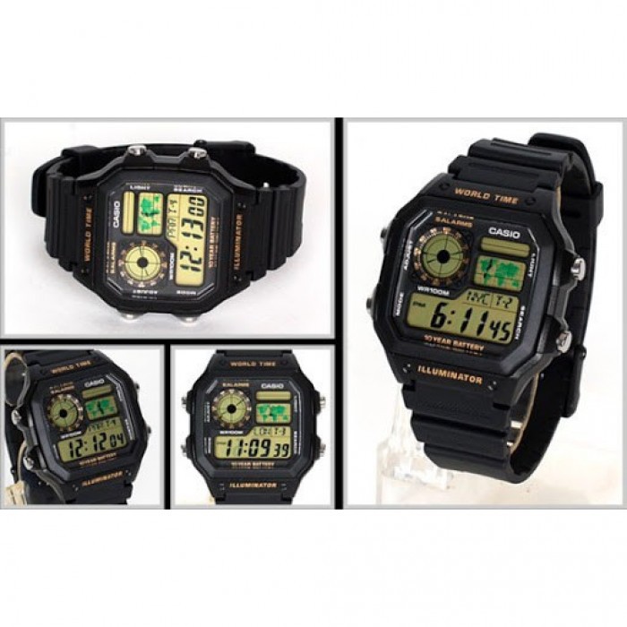 Casio Original AE-1200WH Jam Tangan Pria - Digital - Karet - Hitam