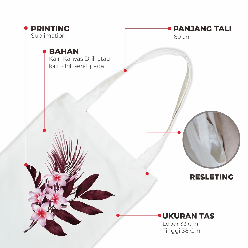 Sevine Tote Bag Resleting Tas Wanita Totebag Custom Tropical Aesthetic Series - TL