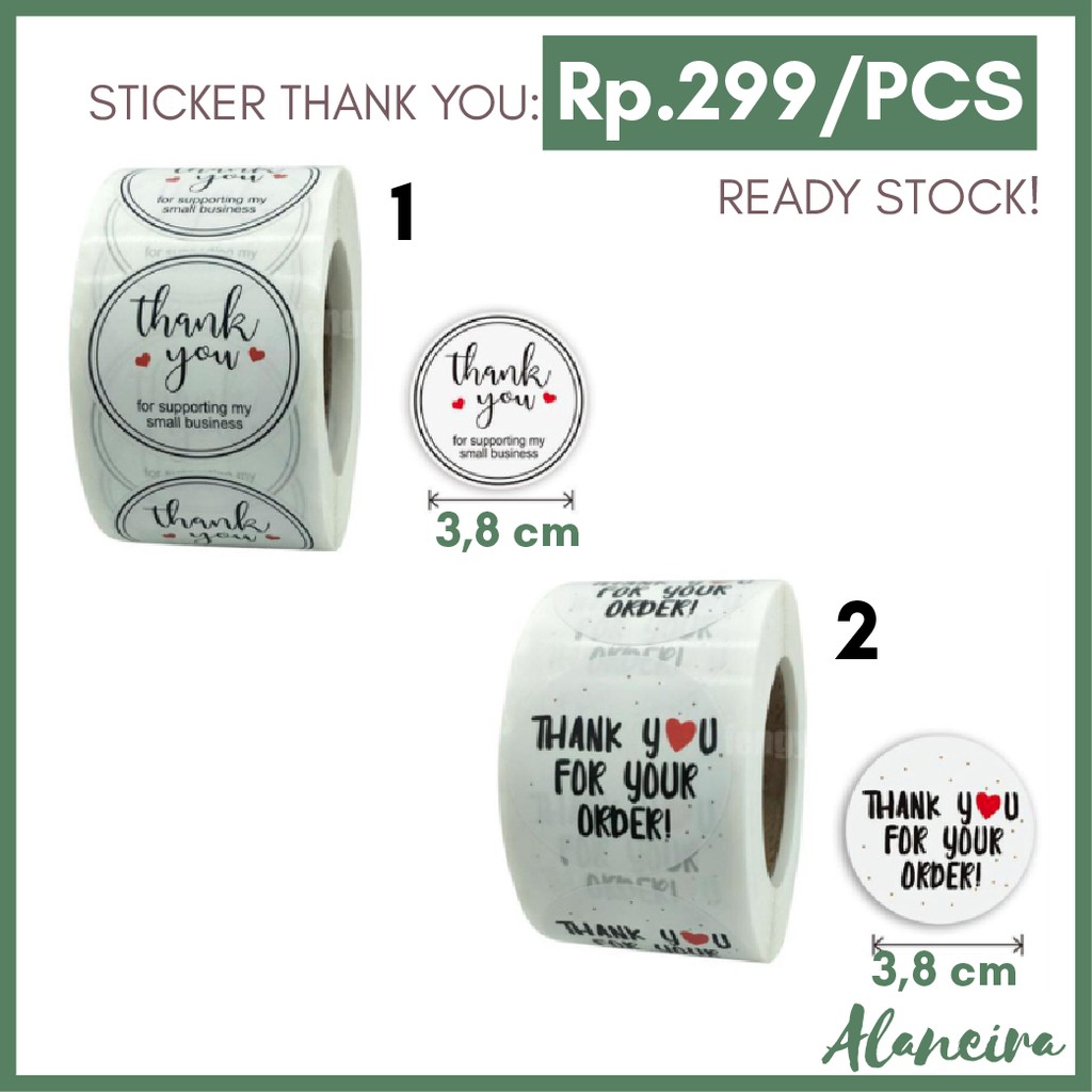 

[1 PAKET = 100 PCS] STIKER LABEL THANK YOU BULAT 3,8 CM UNTUK PARCEL SOUVENIR HADIAH GIFT OLSHOP - A