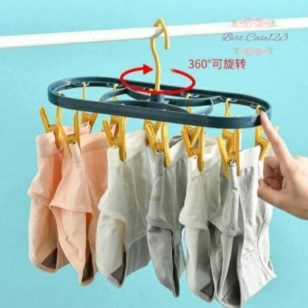 RT52 GANTUNGAN HANGER HOOK JEPIT JEPITAN JEMURAN JEMUR BAJU KAOS KAKI JEPIT 12 KLIP BC6098