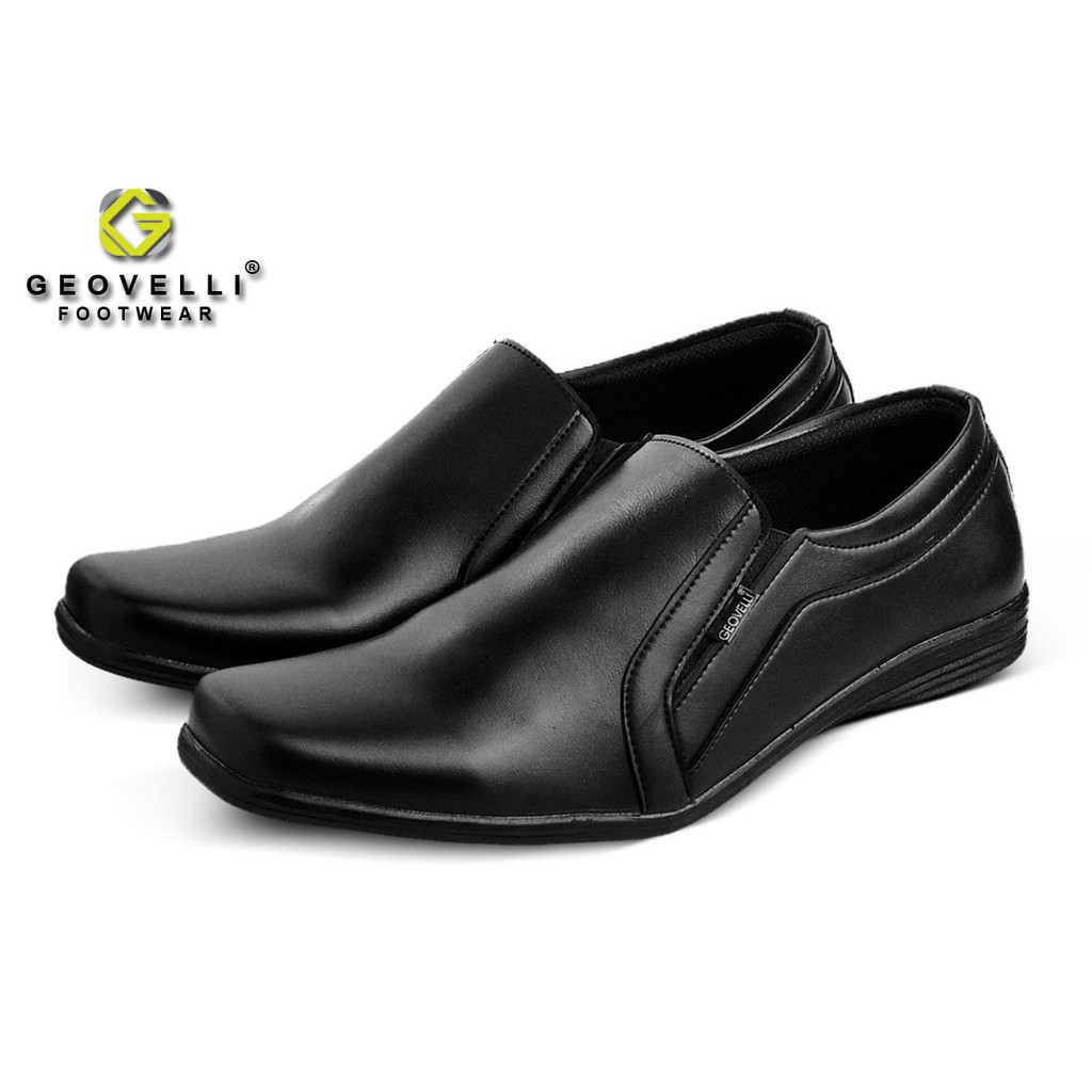 GEOVELLI ORIGINAL - Sepatu Formal Pria Hitam Terbaru Sepatu Pantofel Kerja Kantoran Santai Hitam