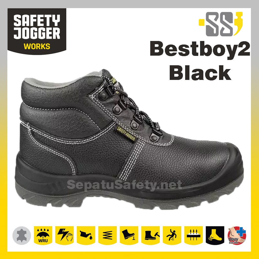 Sepatu Spatu Safety Septi Septy Sefti Safty Sefty Shoes Jogger Joger Pria Bestboy Black Original