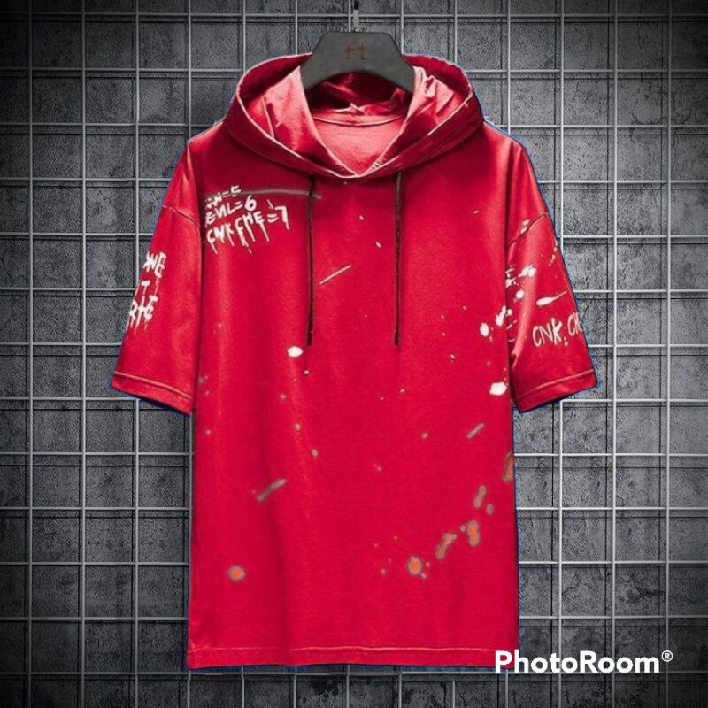 kaos pria hoodie sweater lengan pendek fullprinting Bayar di tempat-2
