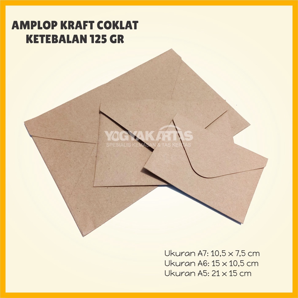 Amplop Coklat Ukuran A5, A6, A7 Amplop Vintage, Amplop Kraft Coklat