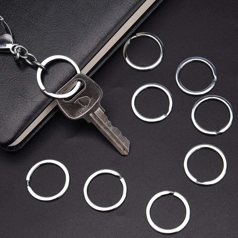 20pcs Wanita Pria DIY Gantungan Kunci Dipoles Perak Gantungan Kunci Aksesoris Gantungan Kunci Logam Gantungan Kunci Split Key Ring 25mm