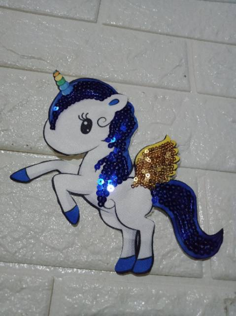 Aplikasi bordir patch kuda pony led musik 20cm full body