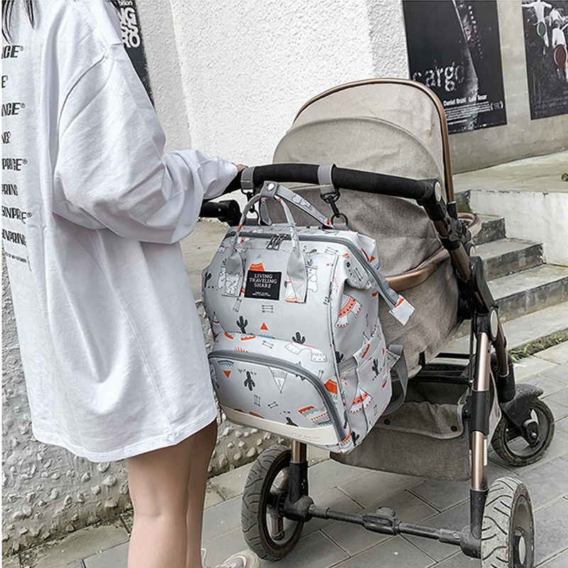 Tas Bayi Ransel Mommy Bag Motif Baby Bayolr Tas Popok Multifungsi Pilihan Mama Tas Ransel Wanita USB Tas Kerja Kantor Kuliah