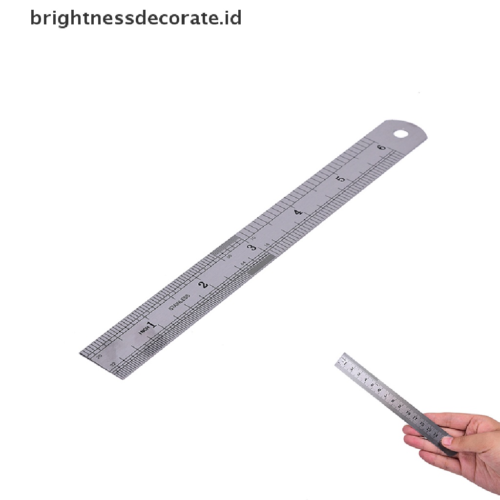 1pc Penggaris Metrik Dua Sisi Bahan Metal Ukuran 15cm