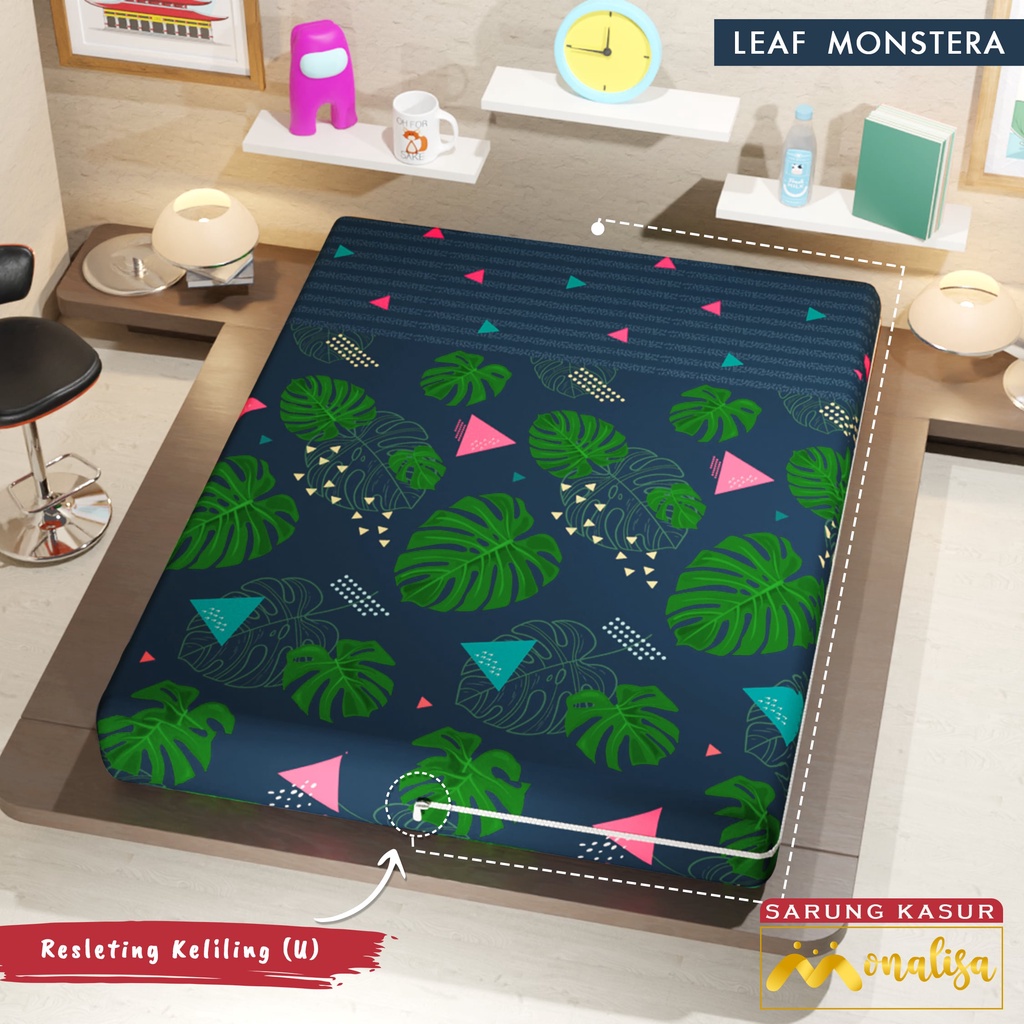 Monalisa Premium Sarung kasur Uk 160/180 T 15/20 - Leaf Monstera