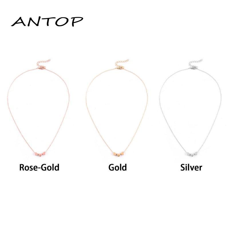 Kalung Rantai Liontin Hati Warna Rose Gold Gaya Korea Simple untuk Wanita ANTOP