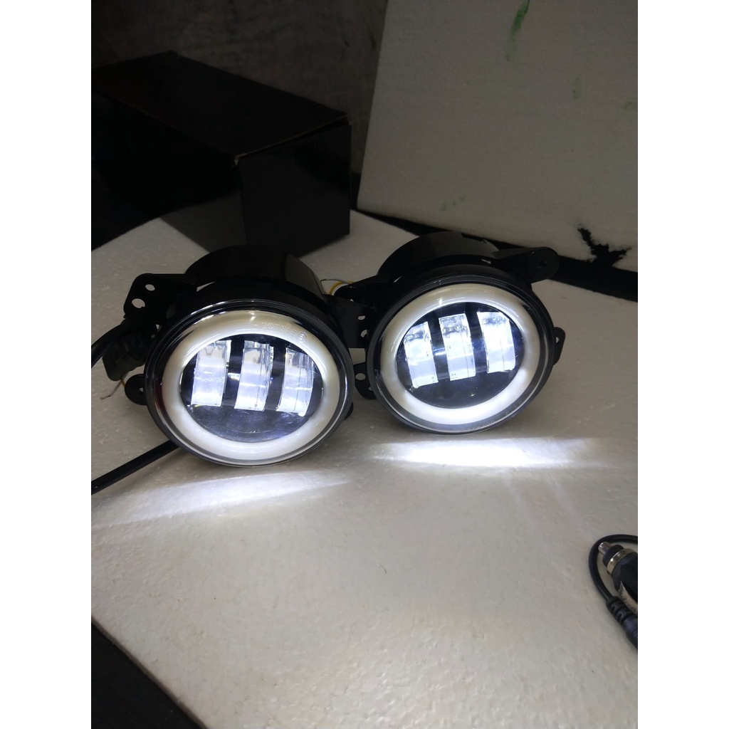 Lampu Led Foglamp Mobil Universal Bulat 3,5 Inch X3 LAMPU FOGLAMP JEEP RUBICON 3 LENSA DAYMAKER MINI FLUS ANGEL UK 3,5 INCH