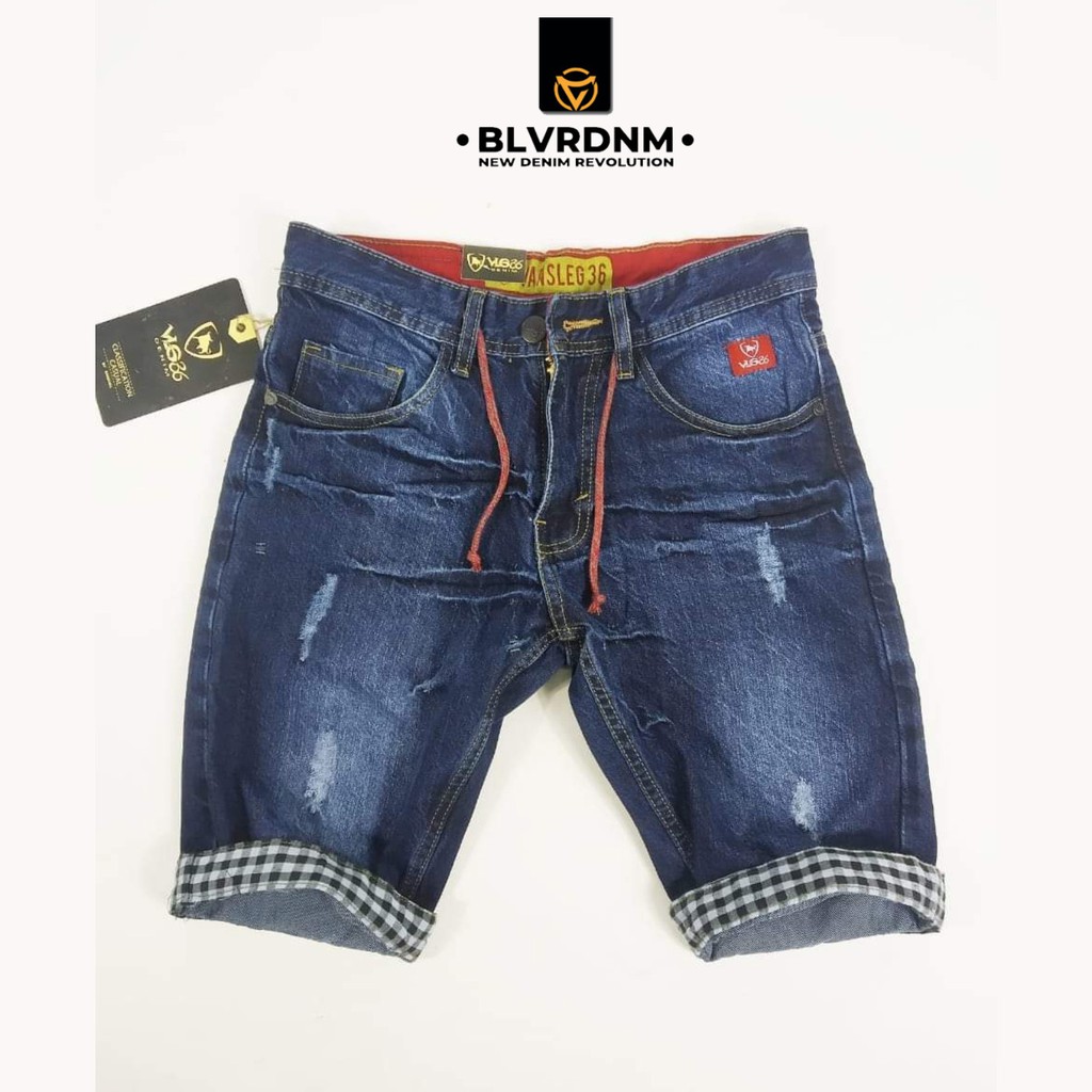 VLG DENIM RIPPED JEANS SHORT CELANA JEANS PENDEK 0RIGINAL VLG36 JEANS BLACKVIPER JEANS BANDUNG MOTIF