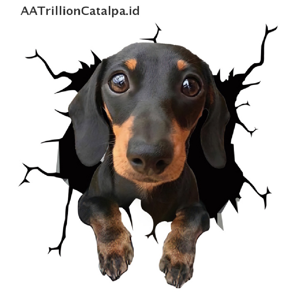 Aa Sticker Vinyl Desain Anjing Trillioncatalpa 3D Untuk Jendela Mobil