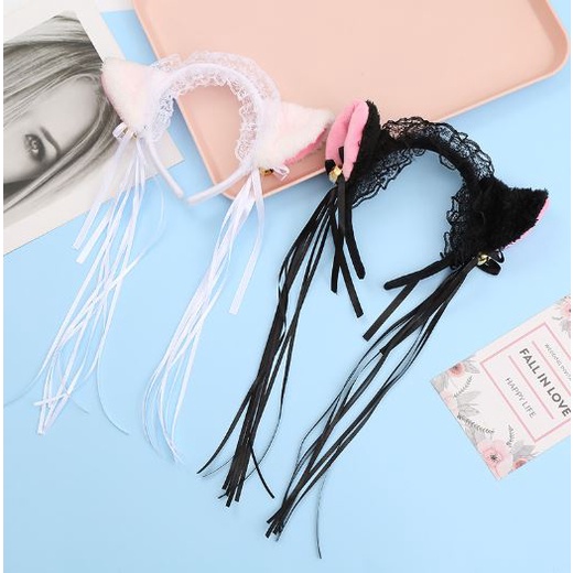 BL-02 BANDO KUCING RUMBAI kawaii nekomimi bando kuping kucing neko cat hairband black white gray Cosplay