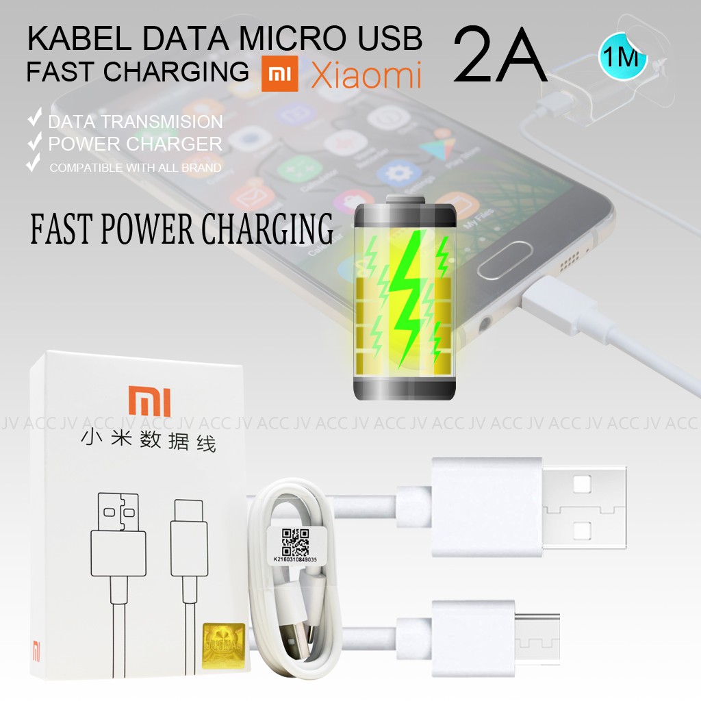 WHITE KABEL DATA MICRO USB 2A ORIGINAL FOR XIAOMI