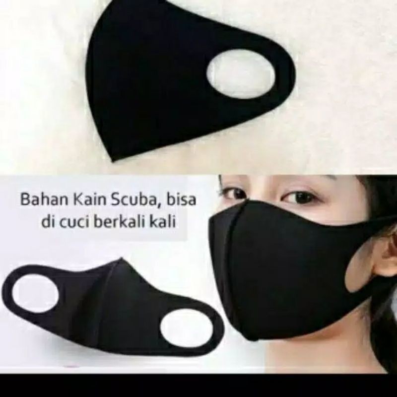 Masker Scuba Laser Cutting / Masker Kain Korea / Masker Scuba kain Polos Tebal Dewasa