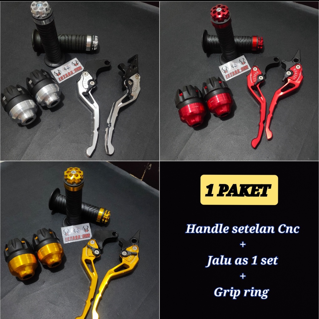 Handle Rem Kopling Variasi Tiger , sonic , CB150 , CBR ,CBR 150R , Verza , GL pro +jalu as + grip ring CNC