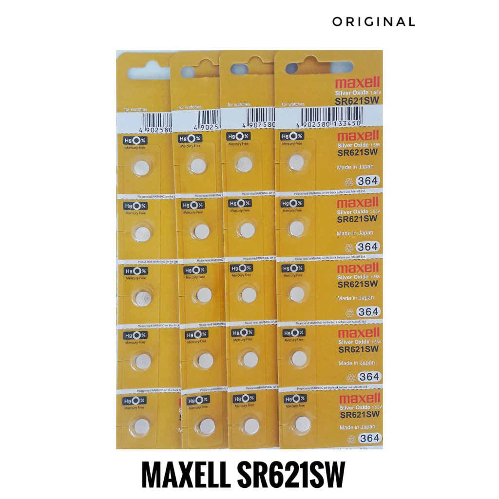 KARUNIA JAM - BATERAI MAXELL 364 SR621SW ORIGINAL - MAXELL SR621 621 HARGA PER LEMBAR