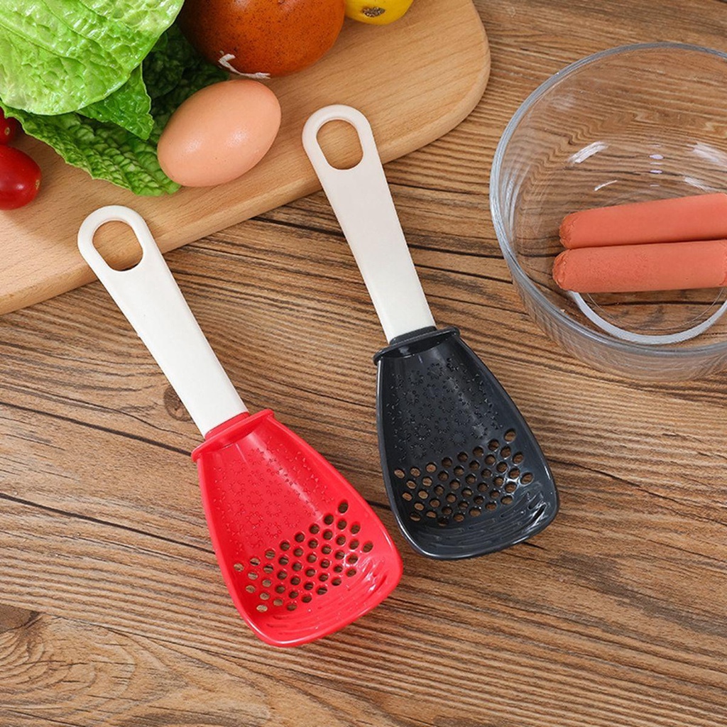 [Elegan] Sendok Masak Menekan Penggiling Tahan Panas Hanging Squeezer Chopper Colander