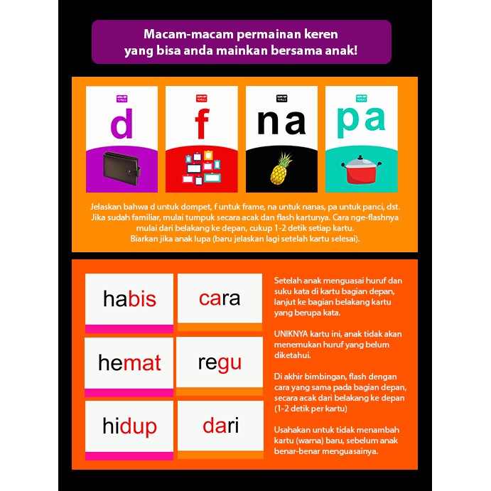 [1KG=10PCS] Konsep Flashcard Membaca Seri 2 / Flash Card / Mainan Edukasi Kartu Pintar Anak