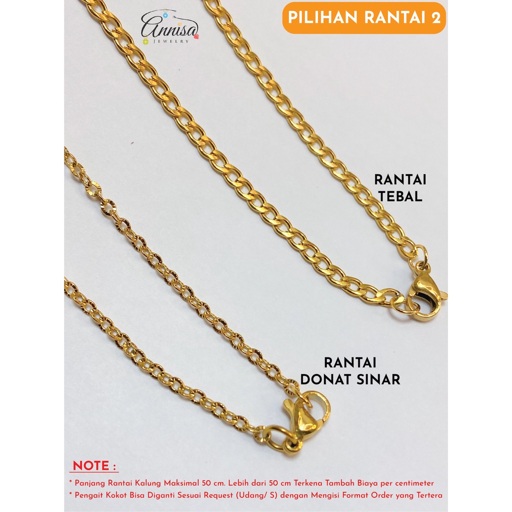 Kalung Nama Titanium Cute Gold Grafir Bertekstur Pasir BEST SELLER Fashion Anak dan Bayi