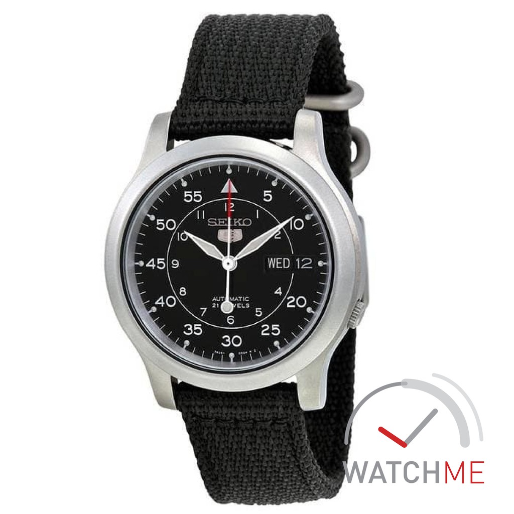 Jam Tangan Pria Seiko 5 SNK809K2 Automatic Black Dial 30m Black Nylon Strap Original Garansi Murah