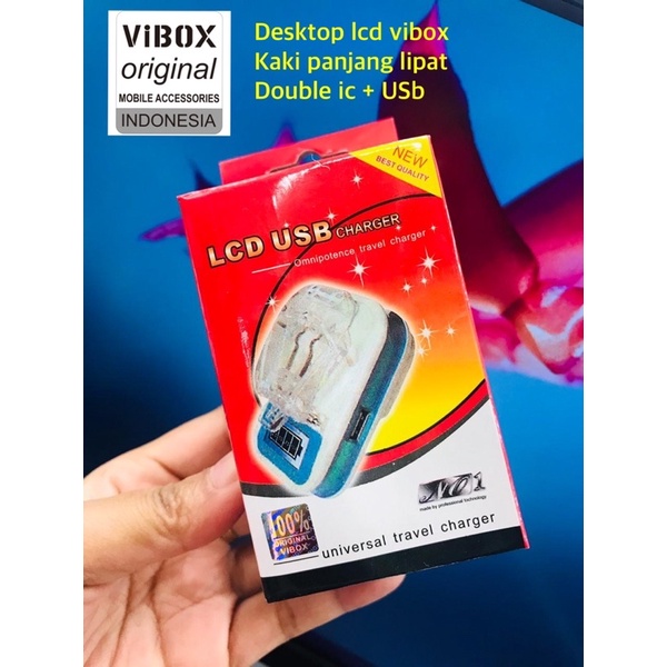 PROMO DT DESKTOP LCD ORIGINAL VIBOX / FLECO  KAKI LIPAT DOUBLE IC PLUS USB CHARGER POWER